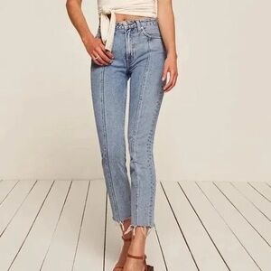 REFORMATION Seamed Jean Celtic Wash Raw Hem